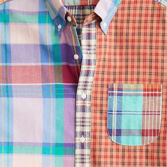 J. Crew mixed plaid Relaxed short sleeve Indian madras shirt - Picture 9 of 11